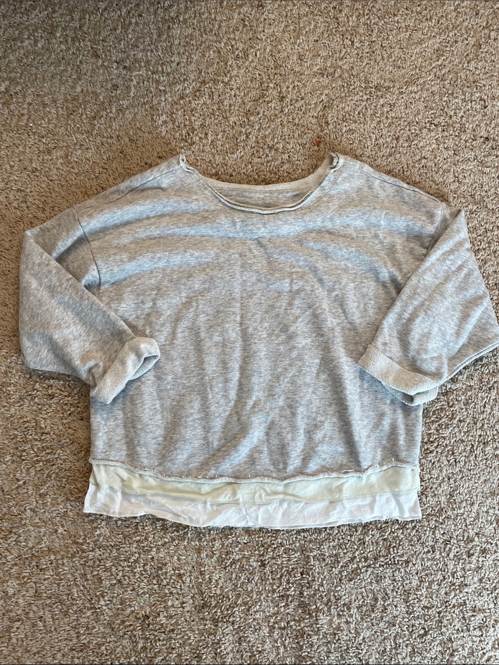 Saturday/Sunday Anthropologie Heather Gray Layered Gauze Hem Sweatshirt!